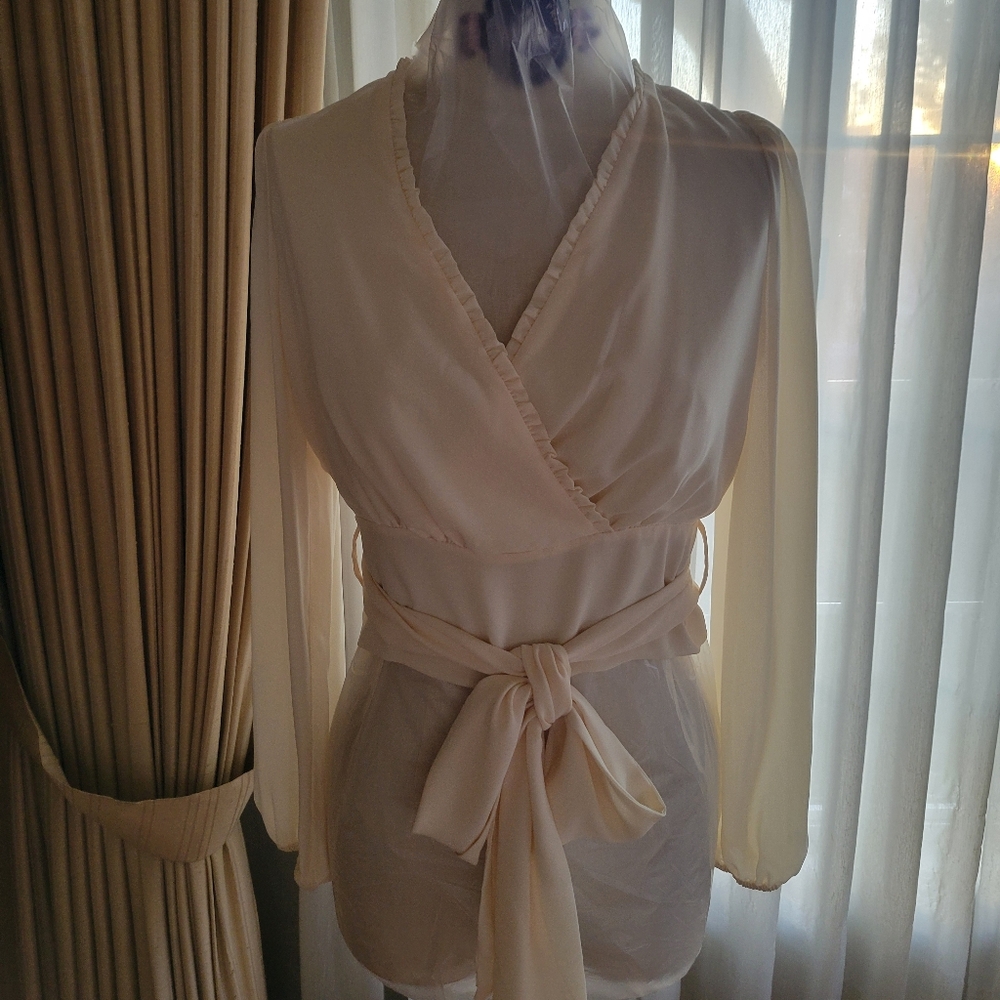 Eva Mendes Ivory Wrap Blouse